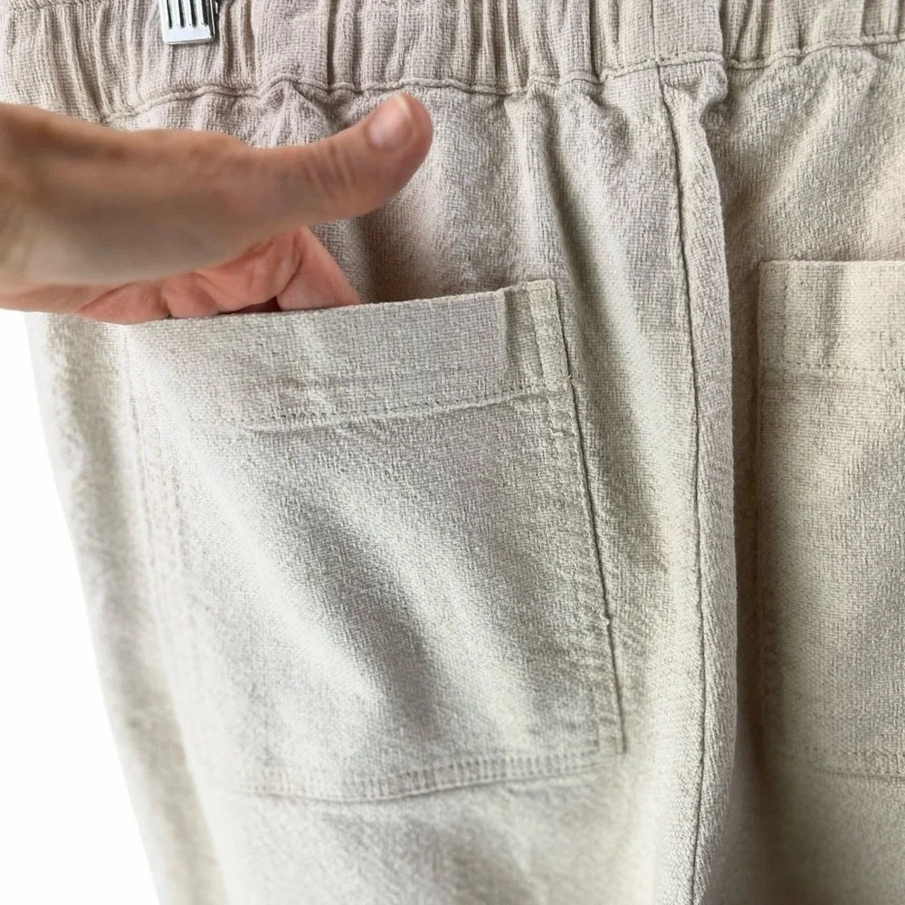 ASOS Design Wide Straight Leg Pants Pintuck Cotton Linen Blend Neutral Unisex M - Picture 5 of 7